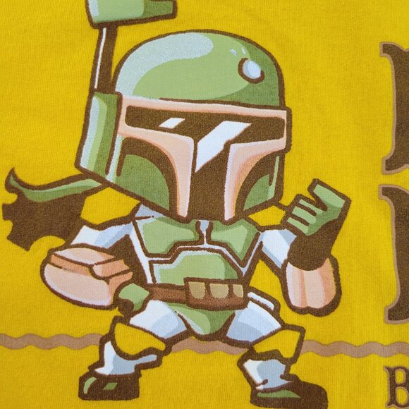 Boba Fett T-Shirt Men's XL Yellow Bounty Hunter Star Wars 100% Cotton Crew Neck - Picture 5 of 8
